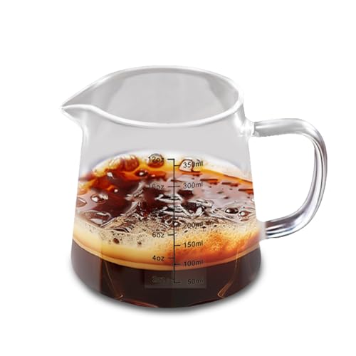 Leseogye Espresso-Schnapsglas, 350 ml, Doppelskala, Espressotassen mit Griff, V-förmiger Ausgießer, Espressomessbecher für Zuhause, Büro von Leseogye
