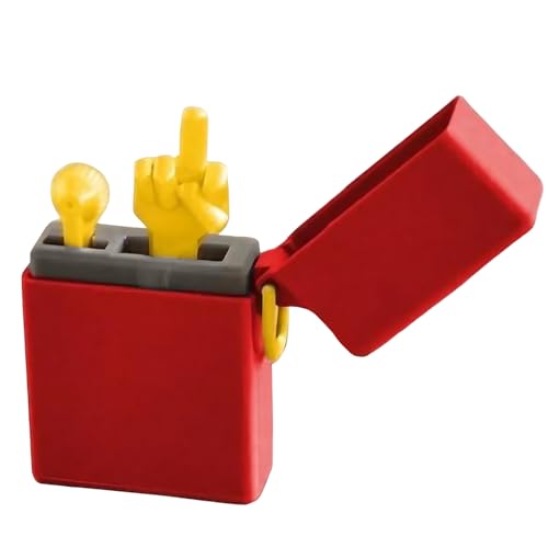 Lustiges Mittelfinger Feuerzeug Überraschung Pop-Up Mittelfinger In Einer Box Einstellbare Offene Flamme Feuerzeug Perfektes Gag Geschenk für Frauen und Männer (Rot) von Leseogye