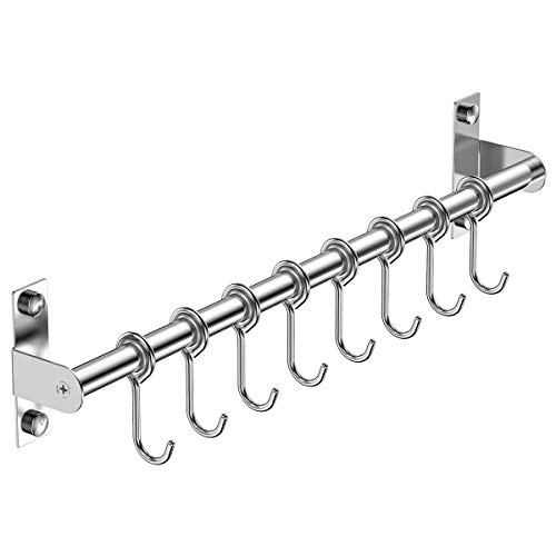 Lesfit hakenleiste küche edelstahl, hängeleiste küchenreling selbstklebend ohne bohren, 40cm von Lesfit