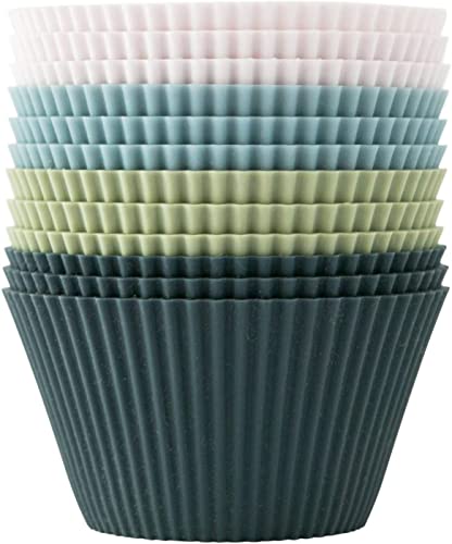Lesipee Cupcake-Formen, Muffinformen aus Silikon Backform Standard Silikonformen für Muffins 4 Farben, 12er-Set Wiederverwendbare BPA-frei für Kuchen und Pudding (12er-Set Muffinformen) von Lesipee