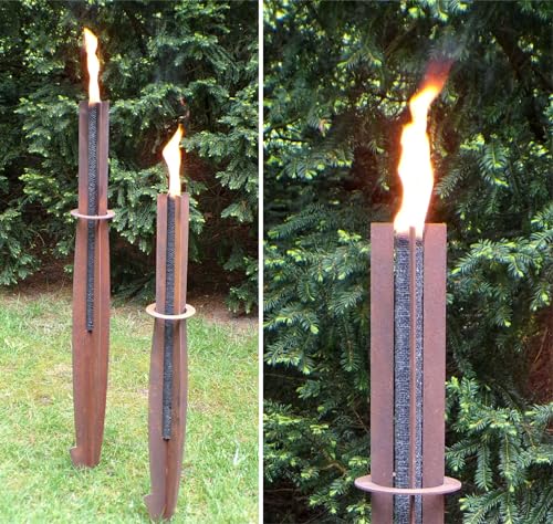 Fackel Gartenfackel Fackelhalter Feuerkorb STAHLFEUER XC 100 (rostend) Leskow Metalldesign von Leskow Metalldesign