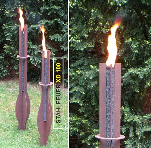 Fackel Gartenfackel Fackelhalter Feuerkorb STAHLFEUER XD 100 (rostend) Leskow Metalldesign von Leskow Metalldesign