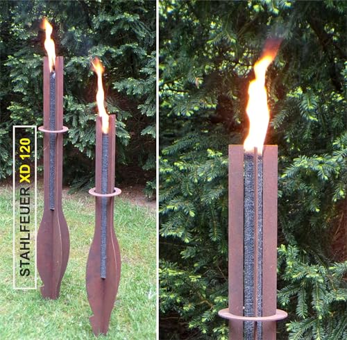 Fackel Gartenfackel Fackelhalter Feuerkorb STAHLFEUER XD 120 (rostend) Leskow Metalldesign von Leskow Metalldesign