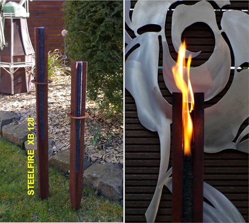 Gartenfackel in [ Edelrost-Patina ] STEELFIRE XB120 Wachsfackeln Fackel Fackelhalter Feuerkorb Leskow Metalldesign von Leskow Metalldesign