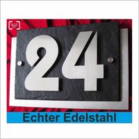 3D Hausnummer Edelstahl V2A Gebürstet Schiefer Design Hausnummernschild Anthrazit Hausschild Metall Türschild Strassenschild Edelstahlschild von LeskowMetalldesign