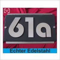 Exklusive 3D Hausnummer Edelstahl Gebürstet Schiefer Design Hausnummernschild Anthrazit Hausschild Metall Türschild V2A Strassenschild von LeskowMetalldesign