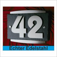 Exklusive 3D Hausnummer Modell Brooklyn Edelstahl Gebürstet Schieferplatte Design Hausnummernschild Anthrazit V2A Nummer Strassenschild von LeskowMetalldesign