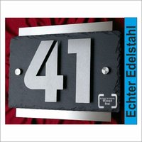 Exklusive 3D Hausnummer Modell Manhattan Edelstahl Gebürstet Schieferplatte Design Hausnummernschild Anthrazit V2A Nummer Strassenschild von LeskowMetalldesign