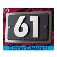 Exklusive 3D Hausnummer Modell Queens Edelstahl Gebürstet Schieferplatte Design Hausnummernschild Anthrazit V2A Nummer Strassenschild von LeskowMetalldesign
