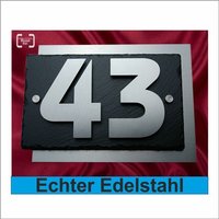 Exklusive 3D Hausnummer Modell Staten Island Edelstahl Gebürstet Schieferplatte Design Hausnummernschild Anthrazit Nummer Strassenschild von LeskowMetalldesign