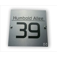 Hausnummer Schild Aus Edelstahl V2A 1.4301 Gebürstet Design Hausnummernschild Mit Lasergravur By Leskow Metalldesign von LeskowMetalldesign
