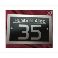 Hausnummer Schild Xl Anthrazit V2A Edelstahl 1.4301 Gebürstet Design Hausnummernschild Lasergravur Ral 7016 By Leskow Metalldesign von LeskowMetalldesign