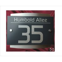 Hausnummer Schild Xl Anthrazit V2A Edelstahl 1.4301 Gebürstet Design Hausnummernschild Lasergravur Ral 7016 By Leskow Metalldesign von LeskowMetalldesign