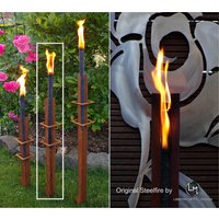 steelfire Double X-100 Design Gartenfackel Outdoor in [ Edelrost-Patina ] Fackel Wachsfackel von LeskowMetalldesign