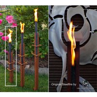 steelfire Double X-80 Design Gartenfackel Outdoor in [ Edelrost-Patina ] Fackel Wachsfackel von LeskowMetalldesign
