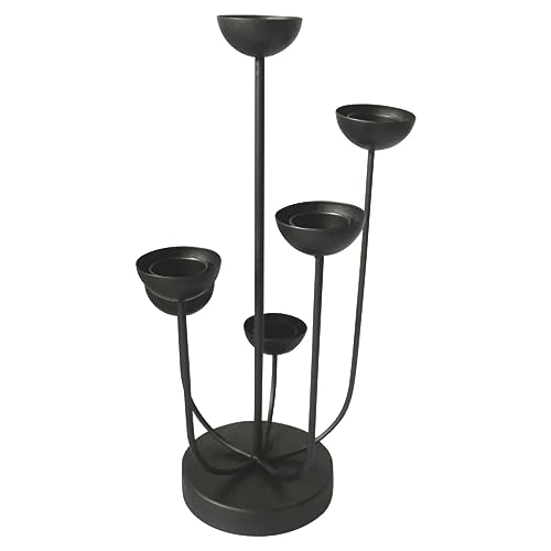 Kerzenhalter Kerzenständer 6armig Blume schwarz Metall 45,5 cm von Lesli Living