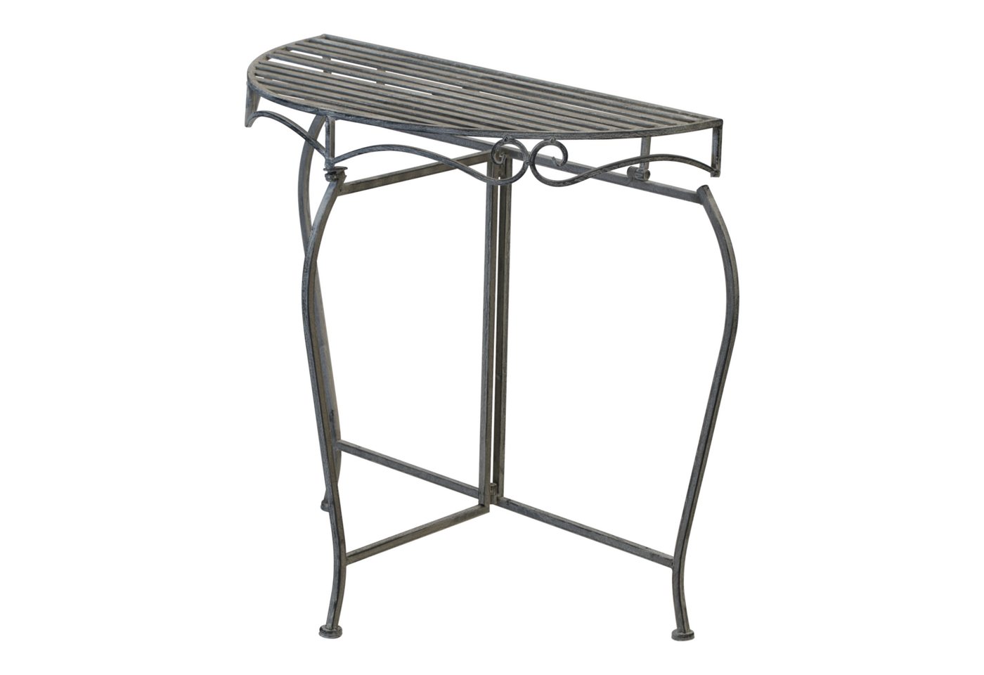Lesli Living Beistelltisch Beistelltisch Tisch halbrund Metall grau Gartentisch 75x37x74cm von Lesli Living