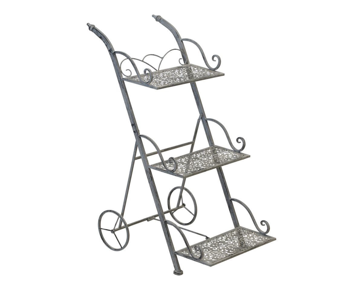 Lesli Living Blumenständer Etagere Blumenständer Pflanzenständer Schubkarre Metall grau von Lesli Living