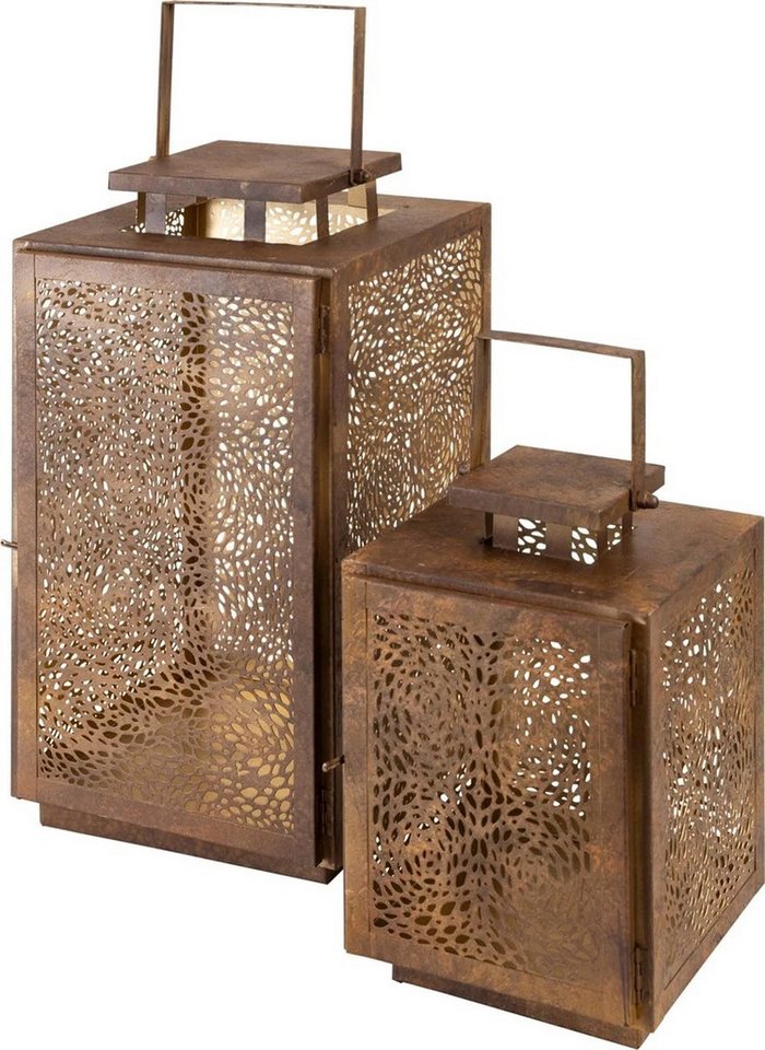 Lesli Living Bodenwindlicht 2er Set Laterne Windlicht SPOT Metall Antik-Stil (2 St) von Lesli Living