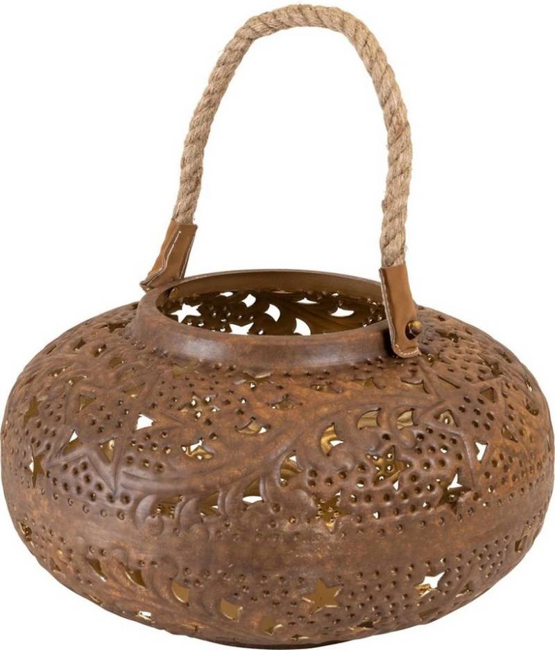 Lesli Living Bodenwindlicht Windlicht Hängelaterne Metall braun Antik-Stil von Lesli Living