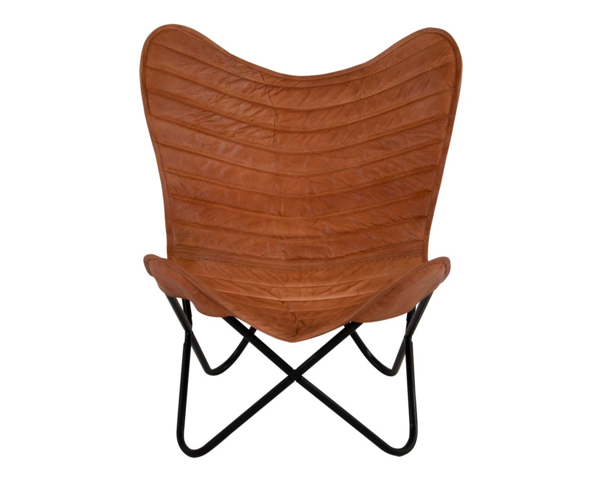 Lesli Living Cocktailsessel Schmetterlingsstuhl Butterfly Chair braun 75x75x87 cm Leder von Lesli Living