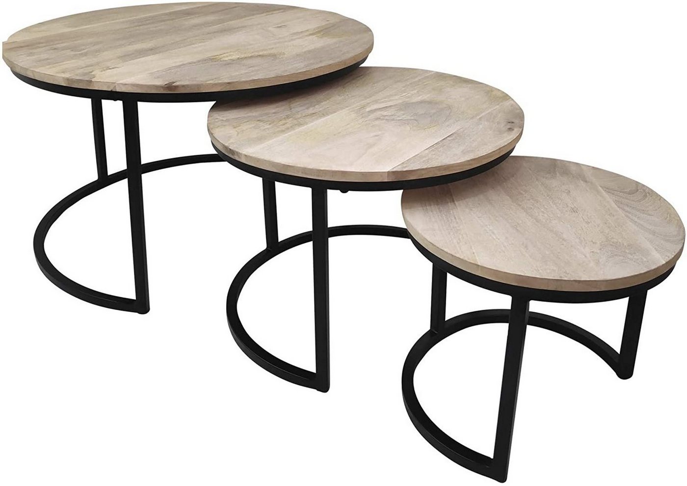 Lesli Living Couchtisch Couchtisch Beistelltisch Tisch Jayden 3er Set Metall Holz (3-St) von Lesli Living
