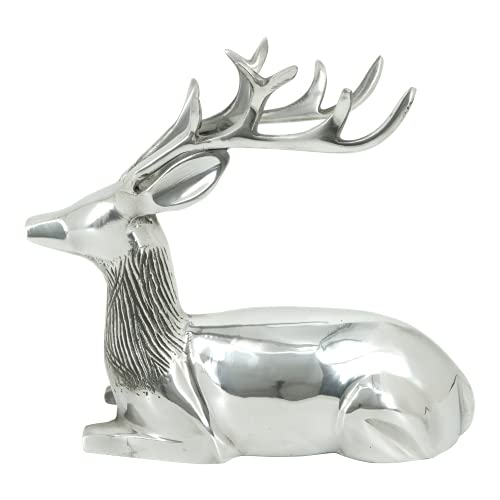 Lesli Living Deko Figur Skulptur Hirsch liegend 33x13x29cm Aluminium Silber von Lesli Living