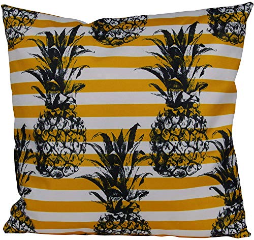 Lesli Living Deko Kissen 2er Set Gartenkissen Loungekissen 45x45 cm wasserfest beständig (Diamond) (Ananas) von Lesli Living