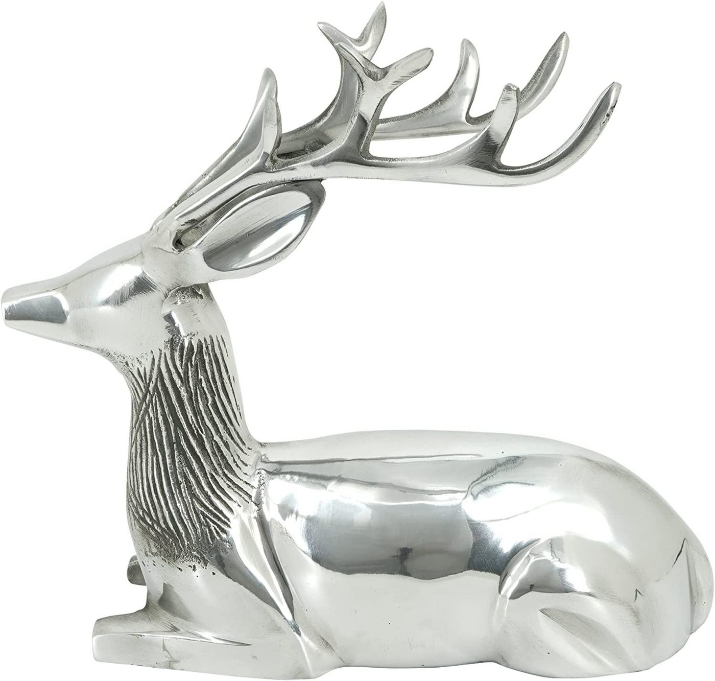 Lesli Living Dekofigur Deko Figur Skulptur Hirsch liegend 33x13x29cm Aluminium Silber von Lesli Living