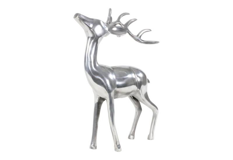 Lesli Living Dekofigur Deko Hirsch Wild stehend Figur poliertes Aluminium silber ca. 38 cm von Lesli Living