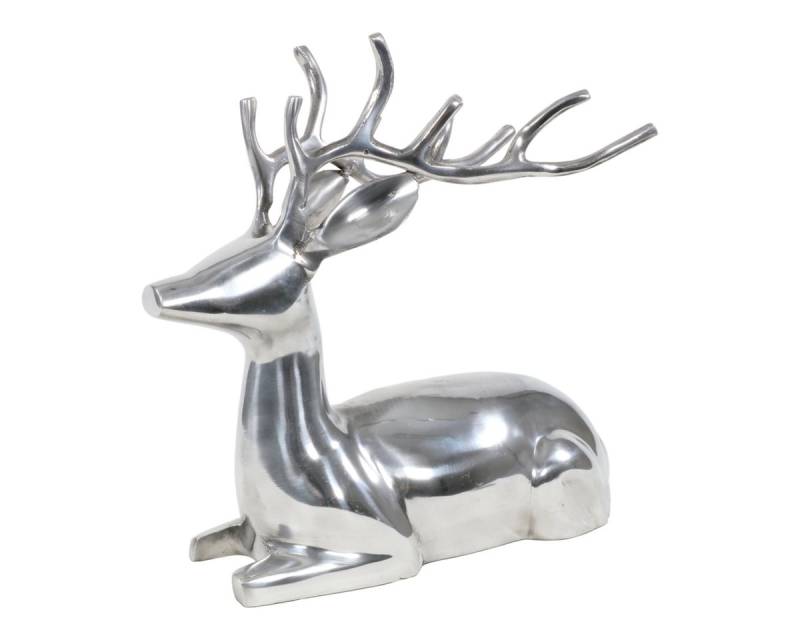 Lesli Living Dekofigur Deko Hirsch liegend Figur Wild poliertes Aluminium 30x18x30 cm von Lesli Living