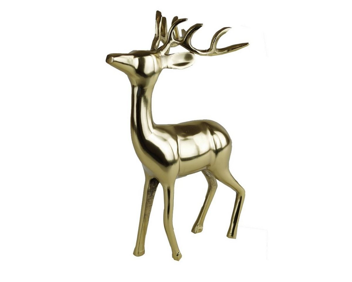 Lesli Living Dekoobjekt Dekohirsch stehend gold Aluminium poliert Hirsch Figur Weihnachtsdeko, zum Hinstellen von Lesli Living