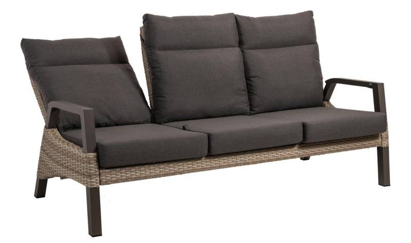 Lesli Living Gartenlounge-Bank Lesli Living 3er Loungensofa Loungenbank Treviso Mountain" taupe" von Lesli Living