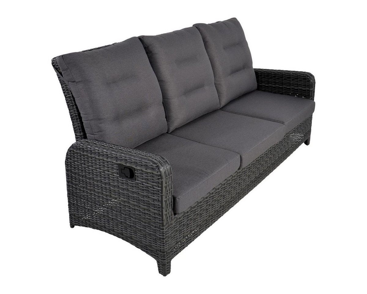 Lesli Living Gartenlounge-Bank Lesli Living 3er Loungesofa Loungebank Soho Forte" grau-anthrazit" von Lesli Living