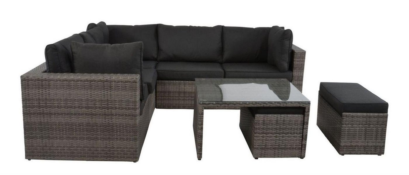 Lesli Living Gartenlounge-Set Lesli Living Lounge Eckset Lugo Stone" grau meliert/schwarz" von Lesli Living