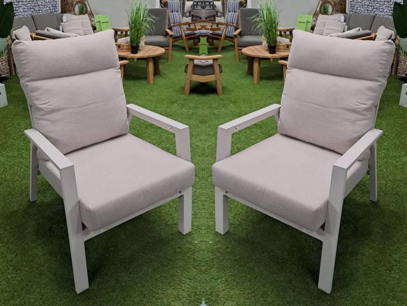 Lesli Living Gartensessel Lesli Living Loungesessel im 2er-Set "Ohio Crema" beige-grau von Lesli Living