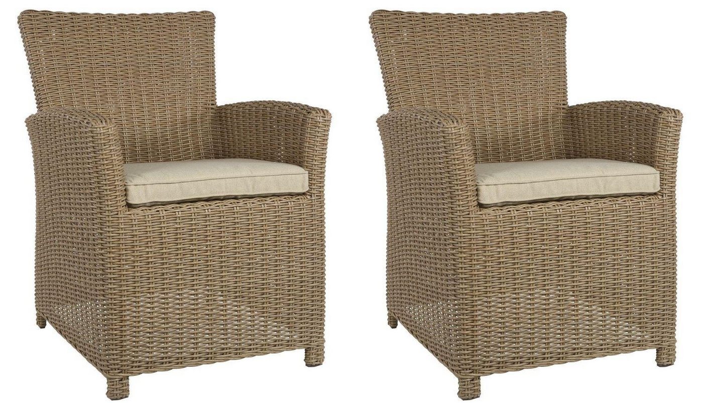 Lesli Living Gartensessel Lesli Living Diningsessel im 2er-Set Tropez Straw" Bambusoptik/beige" von Lesli Living