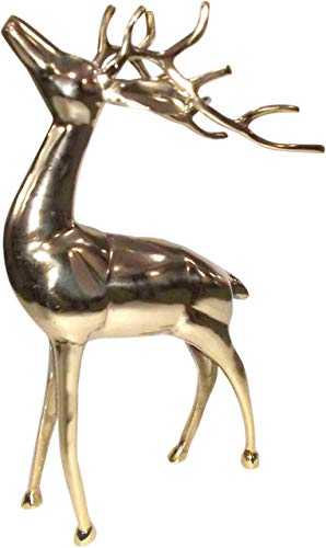 Lesli Living Hirsch Figur stehend Gold 30x18x50cm Aluminium poliert Dekohirsch Dekofigur von Lesli Living