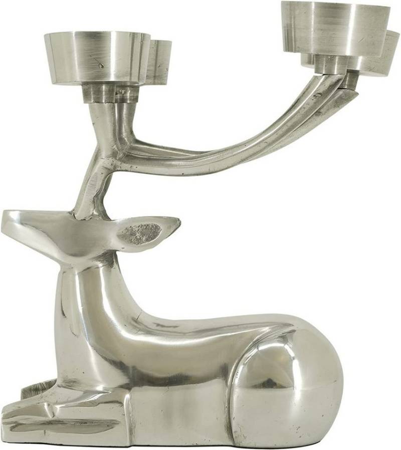 Lesli Living Kerzenhalter Windlichthalter Teelichthalter Hirsch Aluminium silber 23x16x24cm von Lesli Living