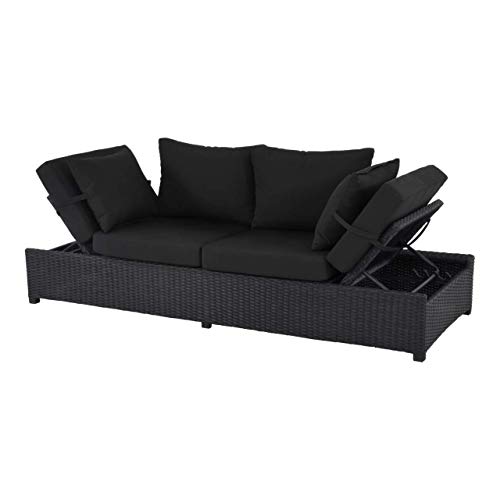 Loungebank Roma Black 210x80x66cm von Lesli Living