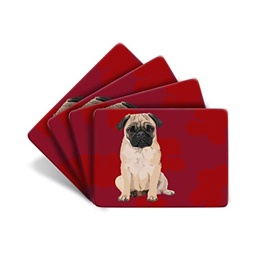 Mops - Platzsets Tischets - 4er Set - 28.5 x 21.5 cm - Rutschfest Hitzebeständig - Platz-Matten für Küche Speisetisch von Leslie Gerry