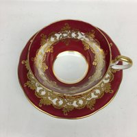 Vintage Aynsley Burgund Und Gold Teetasse Mit Untertasse #1215 Vintage Aynsley Burgund Und Gold Teetasse Mit Untertasse #1215 von LeslievilleFinds