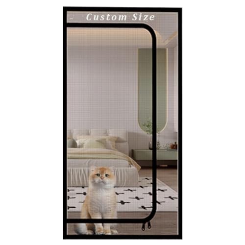 Maßgeschneiderte Größe Türschutznetz, Proof Cat Door Screen Mesh, Selbstklebendes Fliegengitter Türnetz, Reißfestes Balkon Schlafzimmer Netz mit Reißverschluss von Lesone