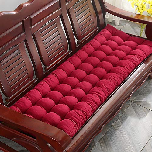 Lesong Sitzkissen für Gartenbank, Stuhlkissen, 8 cm dick, für drinnen und draußen, 2- oder 3-Sitzer, 165 x 55 cm, Rot von Lesong