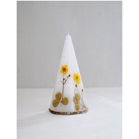 Pyramiden-Kerze Mit Echten Gelben Gepressten Blumen, Handgefertigtes Dekor von LessCandles