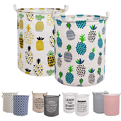 LessMo 2PCS 17.7" Wäschekorb Sortierer – Faltbar - 2er Set Wäschesammler spart Zeit beim Sortieren - Wäschesack - Wäschekörbe - Laundry Baskets - 45 x 35 cm(Ananas, Verdickt 17,7 "/ Medium) von LessMo