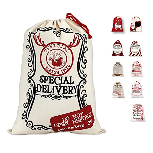 LessMo Großer Santa Weihnachtssack, Weihnachten Tasche Weihnachtsmannsack mit Kordelzug, [Ort zum Schreiben von Wünschen] Santa Sack Xmas Geschenk Packtaschen für Weihnachtsfeier Dekoration von LessMo