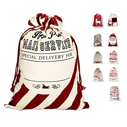 LessMo Großer Santa Weihnachtssack, Weihnachten Tasche Weihnachtsmannsack mit Kordelzug, [Ort zum Schreiben von Wünschen] Santa Sack Xmas Geschenk Packtaschen für Weihnachtsfeier Dekoration von LessMo