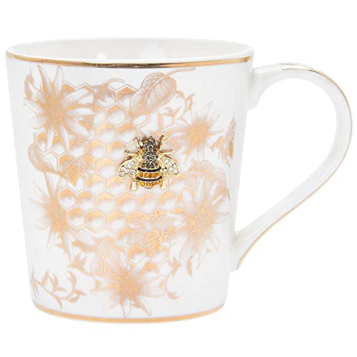 Golden Bee Hive Honigwabenmuster-Tasse aus feinem Porzellan von Lesser & Pavey