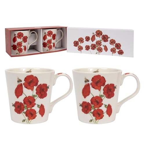 Lesser & Pavey Bee-Tanical Set mit 2 Keramikbechern – Mohn- oder Distel-Design (Mohnblume) von Lesser & Pavey